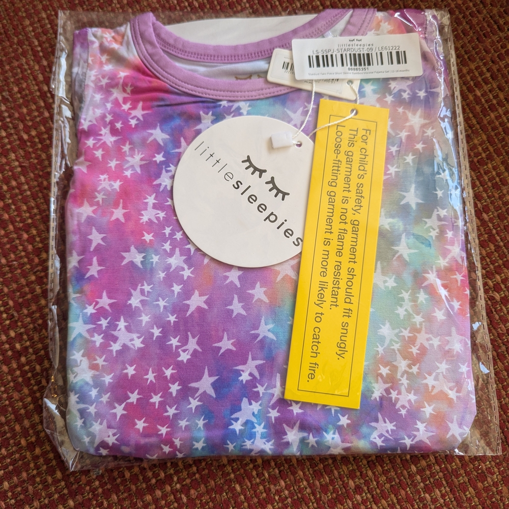 Little Sleepies Stardust Pink Starry  Galaxy Space Pajama Set 12-18mos